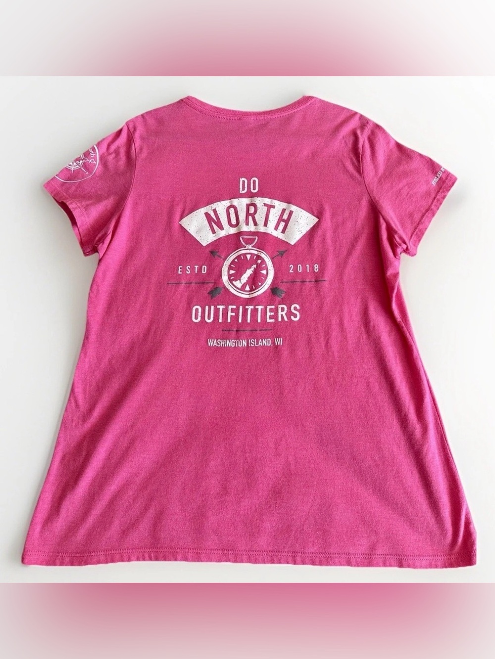 Washington Island Wisconsin Do North Outfitter T-Shirt Heather Pink Sz Large